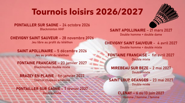 PLANNING DES TOURNOIS 2026/2027