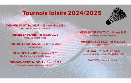 PLANNING DES TOURNOIS