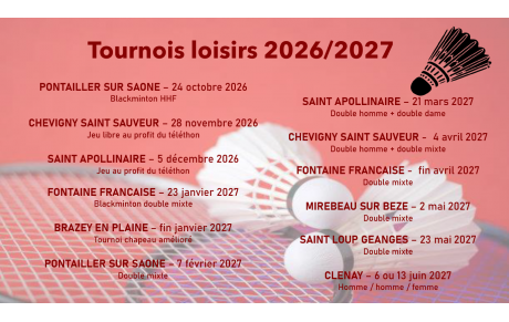 PLANNING DES TOURNOIS 2026/2027